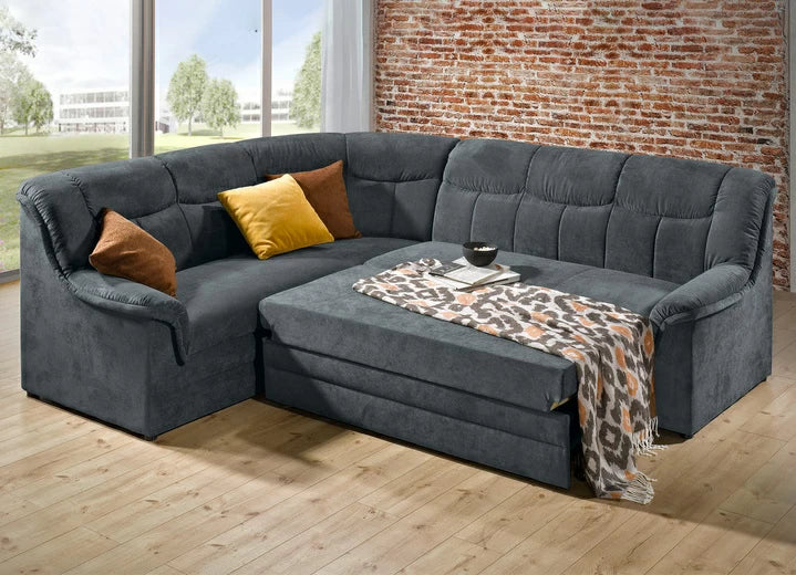 Funkcionāls stūra dīvāns ar gulēšanas funkciju un veļas kasti – Art. 48527