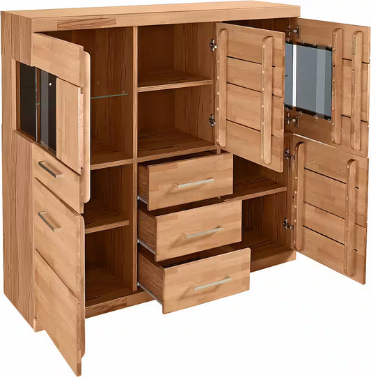 Masīvkoka kumode ar stikla ielaidumiem un LED apgaismojumu 73024022