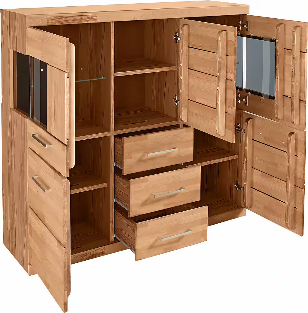 Masīvkoka kumode ar stikla ielaidumiem un LED apgaismojumu 73024022