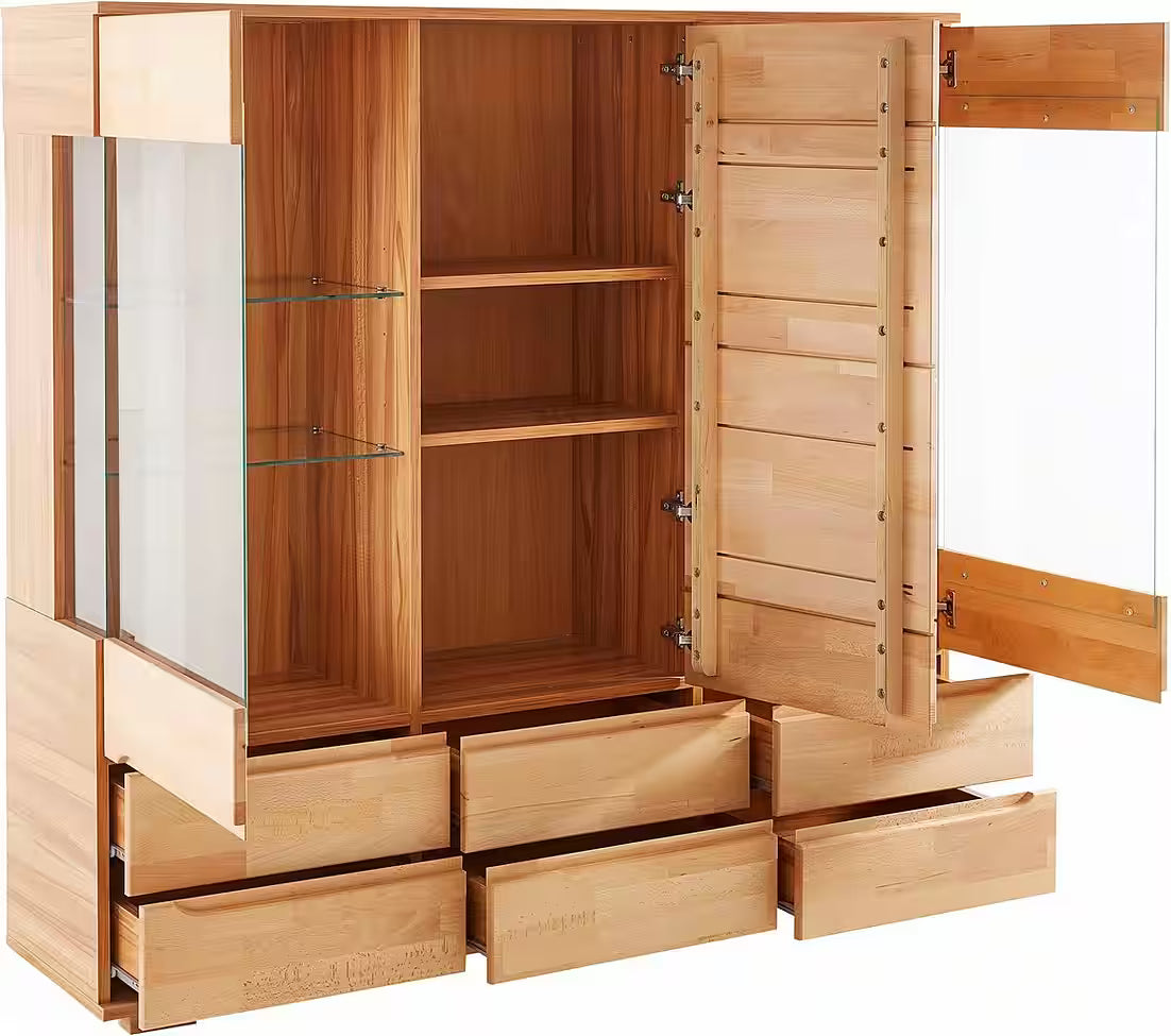 Masīvkoka vitrīna ar LED apgaismojumu 415998