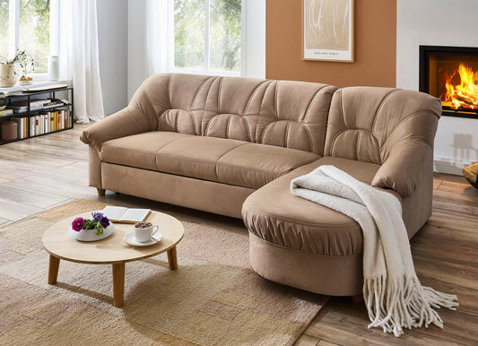 Bēšs stūra dīvāns ar pagarinātu sēdvietu – Polsterecke (Art. 08058)