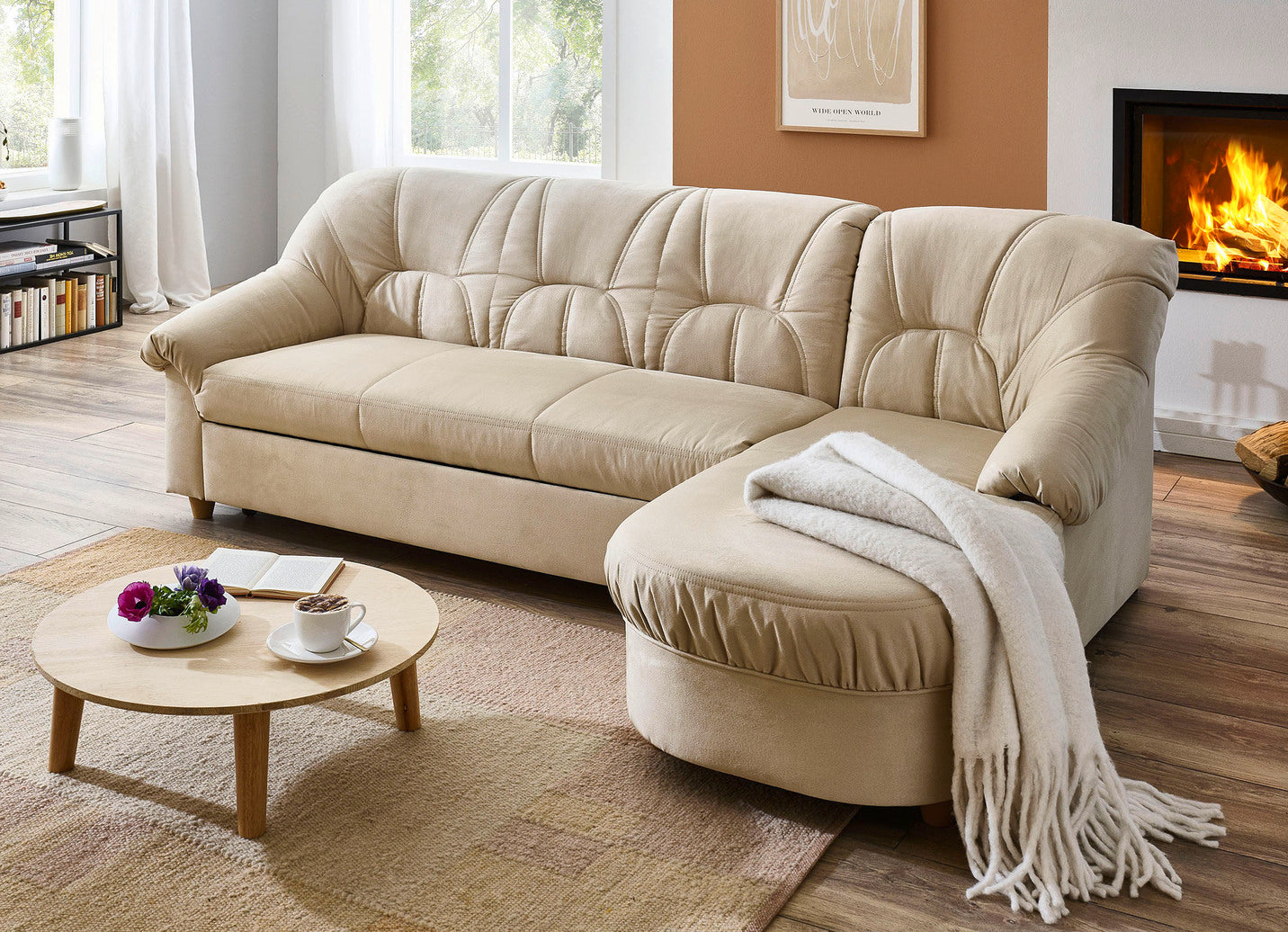 Stūra dīvāns bēšā krāsā 08869